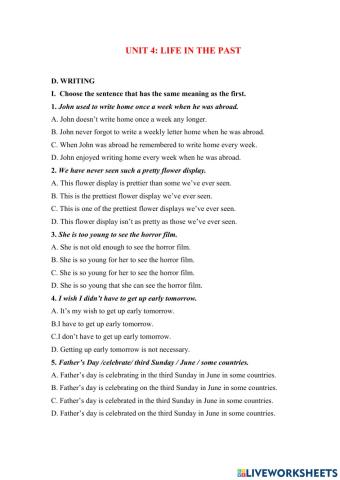 Writing - unit 4