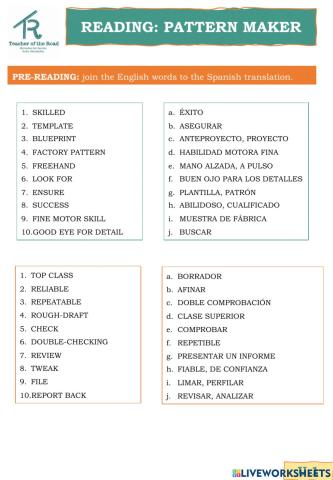 Reading: patternmaker