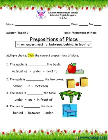 Prepositions of Place