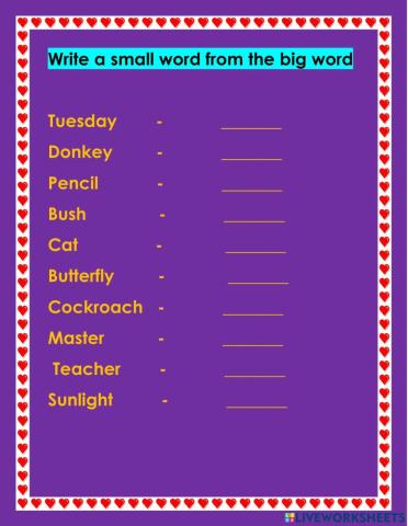 Forming small words from big words