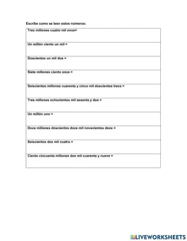 Escritura de números