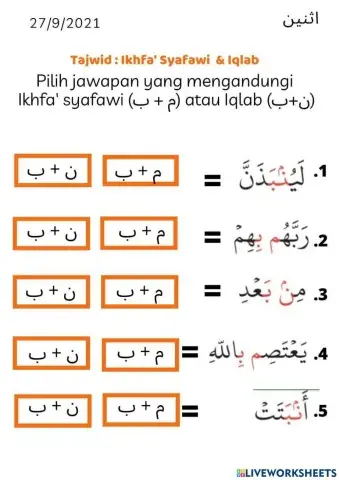 Ikhfa' Syafawi dan Iqlab