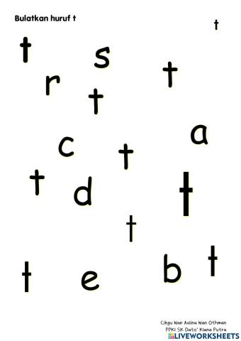 Mengenal huruf t