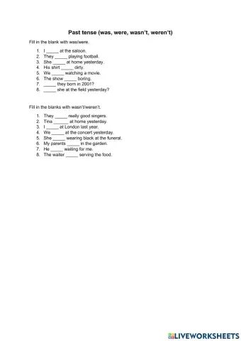 Was were wasn't weren't