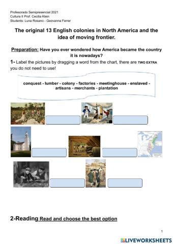 History: The thirteen colonies