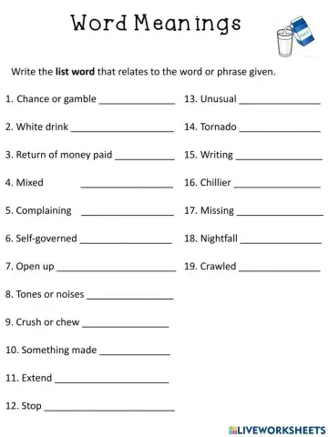 Consonant Blends word meanings