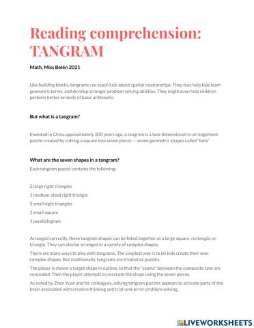 Reading comprehension