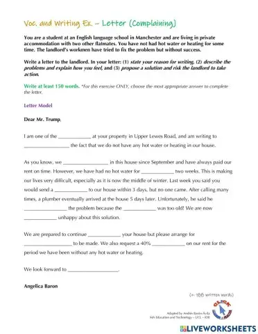 Writing Ex. - Letter of Complaint (GT IELTS)