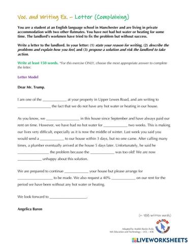 Writing Ex. - Letter of Complaint (GT IELTS)