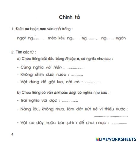 Bài tập chính tả trang 4