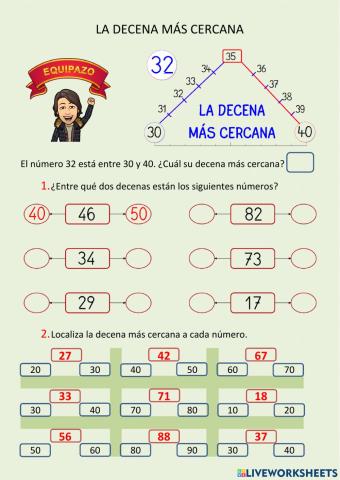 Numeración - La decena más cernaca