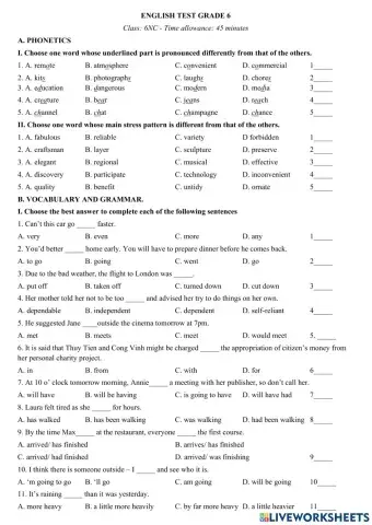 English Test 1 6NC