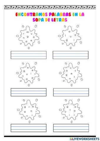 Sopa de letras con la gue gui