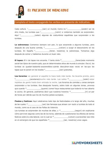 Costumbres españolas (presente de indicativo)