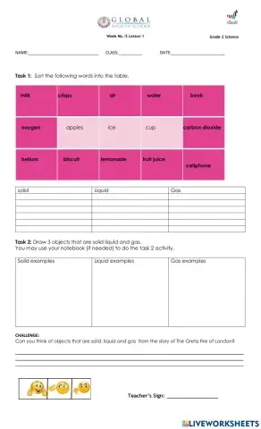 Science-solids-liquid and gas