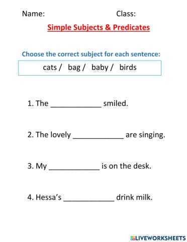 Subjects & Predicates Reds