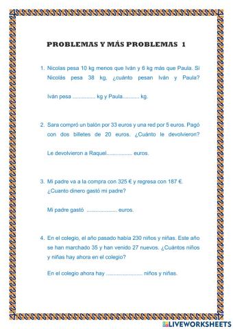 Problemas operaciones básicas