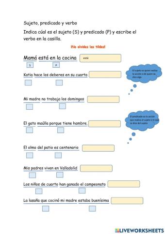 Sujeto, predicado y verbo