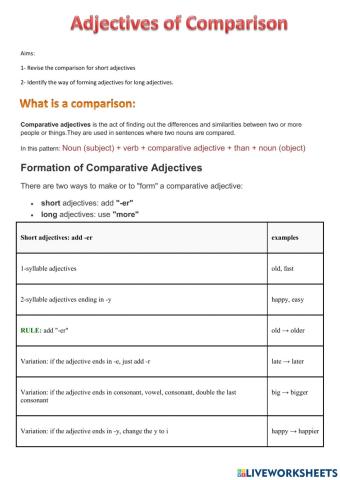Adjectives of comparison