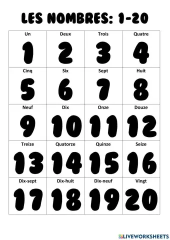 Les nombres: 1-20