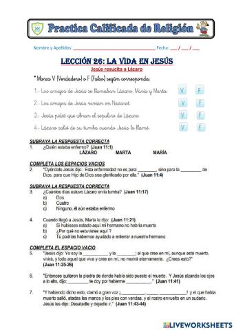 LECCIÓN 26: la vida en jesús