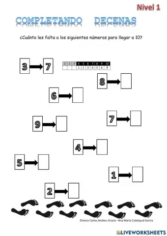 Caminando hacia la división-Completar decenas nivel 1