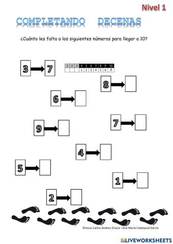 Caminando hacia la división-Completar decenas nivel 1