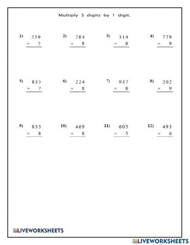 Multiplications by 1 digit