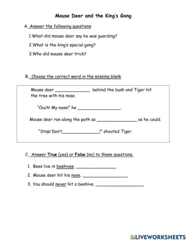 Mouse deer and the King's Gong