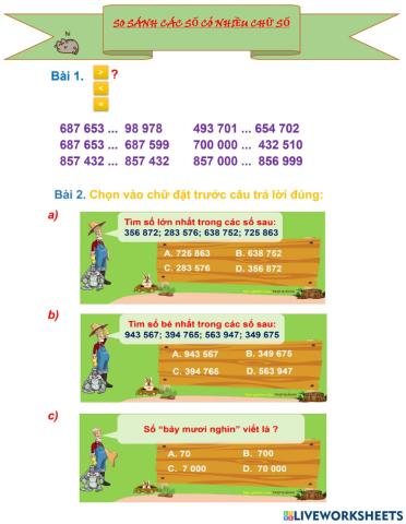 So sánh các số có nhiều chữ số