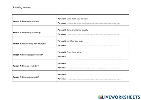 Grade 3 Reacting to News Worksheet