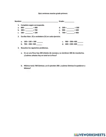 Quiz centenas exactas