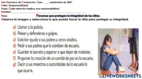 Personas que protegen la integridad de los niños