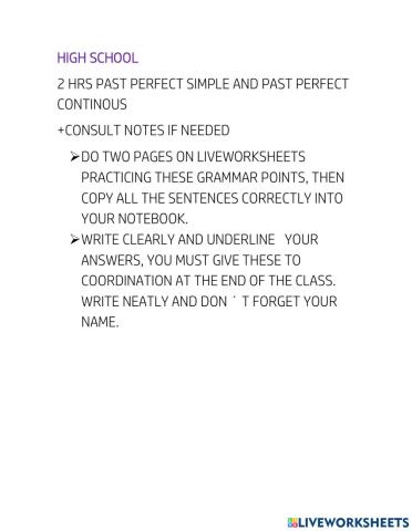 High school classwork sep 27th