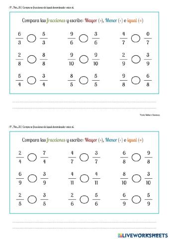 Comparamos fracciones