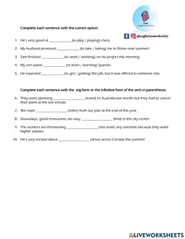 Infinitive with the gerund