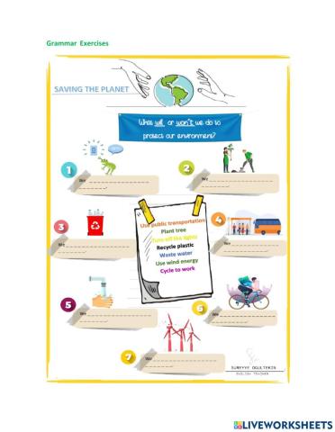 Will, present continuous, actions to save planet