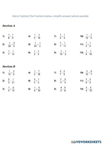 Adding & Subtracting Quiz