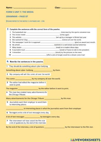 Form 5 Unit 7 Grammar page 87