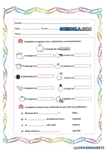 Substantivos derivados