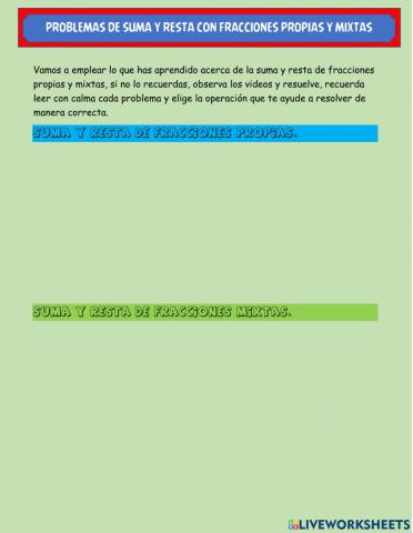 Problemas con fracciones