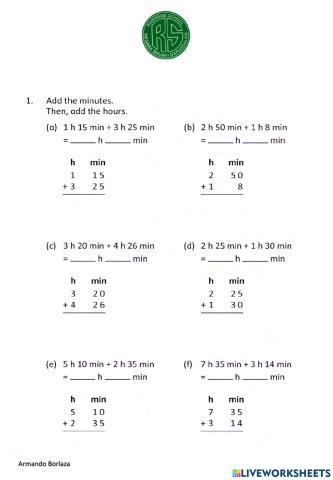 Adding Time Without Regroupings