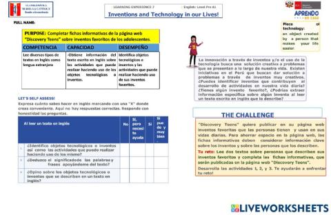 Inventions and Technology in our life- activity 1- A2