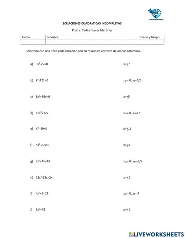 Ecuaciones incompletas