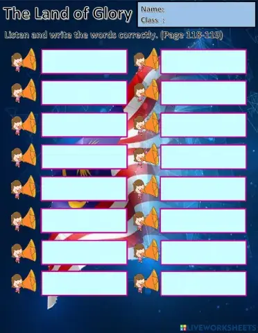 Year 6 Unit 12 Land of Glory: Cinquain