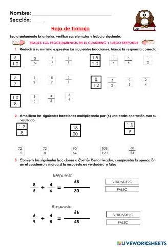Amplificacion y simplificacion de fracciones