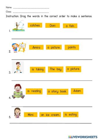 Drag and drop words to make sentence