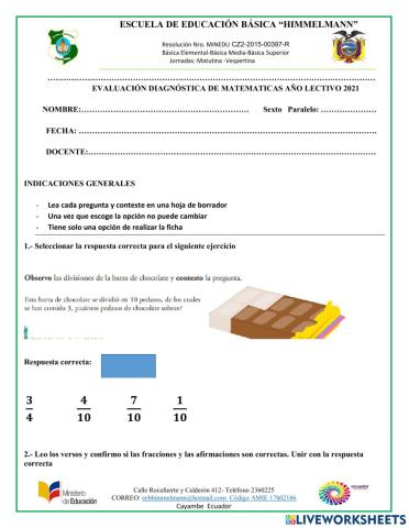 Prueba de matematicas 5