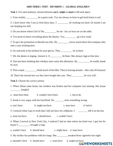 The causative - Determiner - Reporting verbs -Past modals