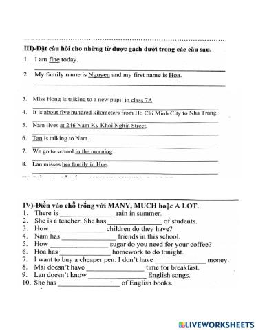 Exercies Unit 1 Grade 7